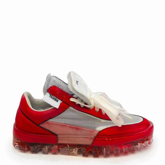 Bold sneaker rossa donna in pelle e tessuto tecnico