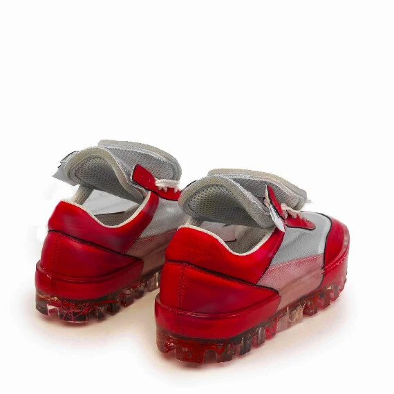 Bold sneaker rossa donna in pelle e tessuto tecnico