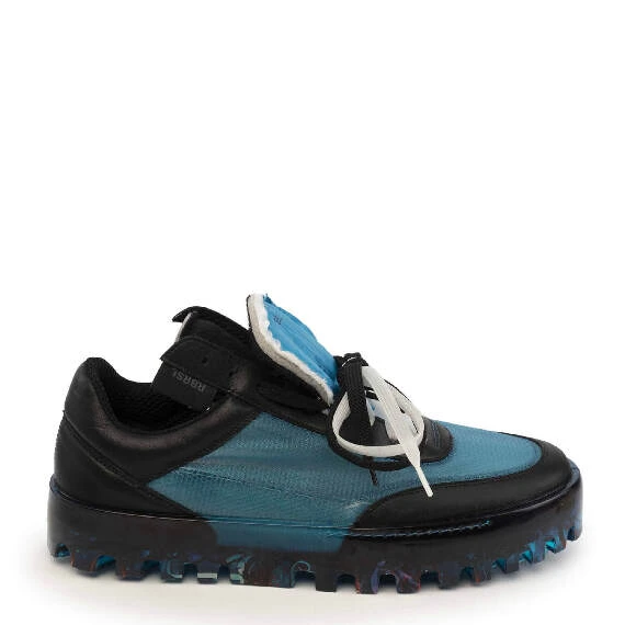 Bold sneaker blu uomo in pelle e tessuto tecnico